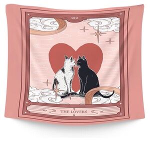 Cat Lovers Tapestry with Heart Design